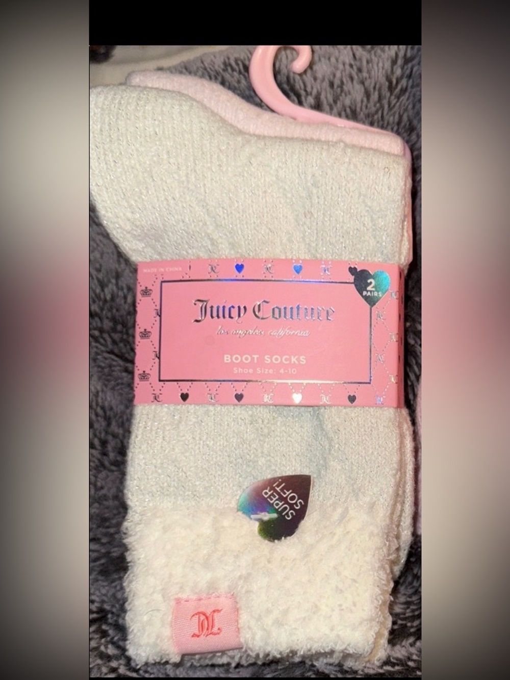 AVAILABLE:Cream/Pale pink- DARK PINK SET SOLD Juicy Couture Boot Socks- Set of 2